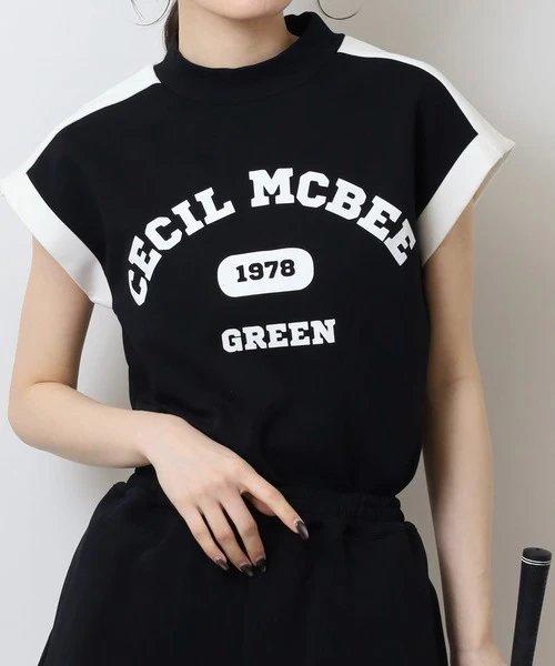 CECIL McBEE green 高尔夫女士 字母印花无袖卫衣短袖 运动背心 商品图4