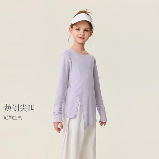 [尖叫薄]马克珍妮元气运动女童棉麻折边T恤2026年春装新款560236 商品图2