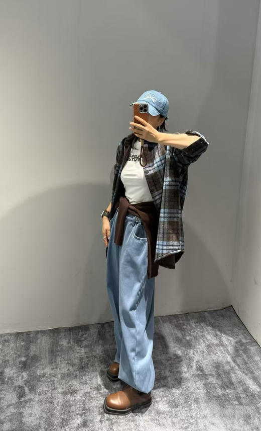 磨毛厚衬衫韩系格子外套 商品图3