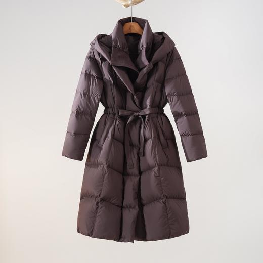 西子/束影90白鸭绒双层立领连帽带腰带长款羽绒服/YRXS0611 商品图0