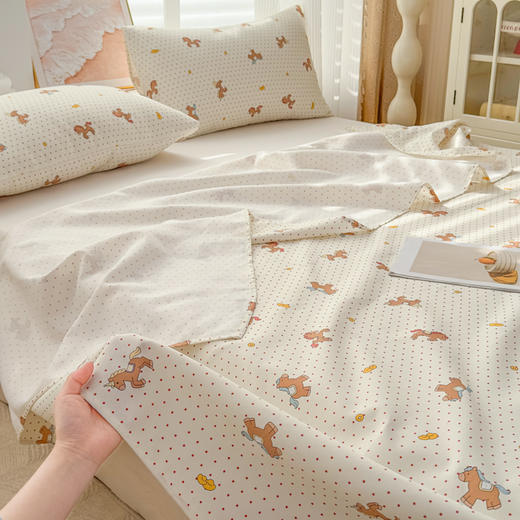 【品牌直发】加倍生活 全新升级原棉老粗布细纱工艺床单凉席三件套-马上发财系列 11色可选yc0318019 商品图1