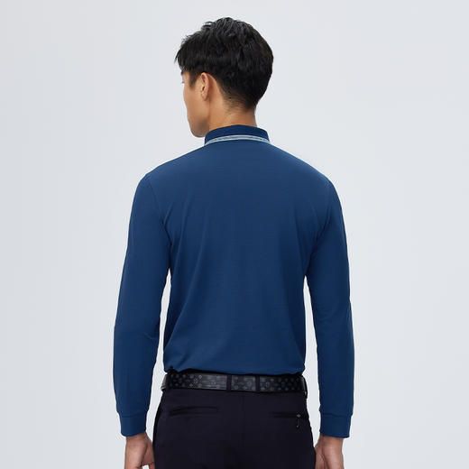 德鲨男装长袖翻领T恤2026春季新款蓝色上衣体恤棉质POLO衫 商品图4