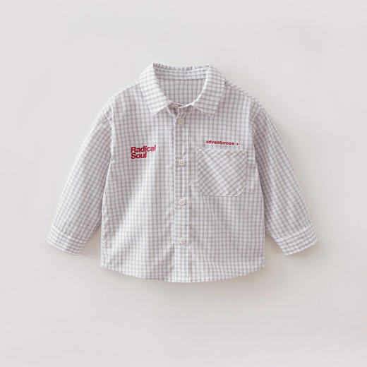 马克珍妮休闲复古男童纯棉格纹衬衫2026年春装新款560215 商品图4