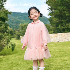 【balaOne】巴拉巴拉童装儿童连衣裙女童2026新款春装衬衫网纱裙