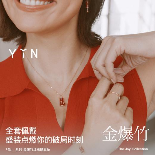 「怡」金爆竹红玉髓18K金耳坠 商品图5