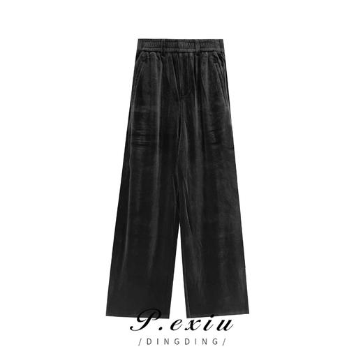 A008潘依绣丁丁宠粉PanYiXiu/潘依绣秋冬丝绒宽松显高显瘦百搭拖地休闲裤 K5820 商品图0