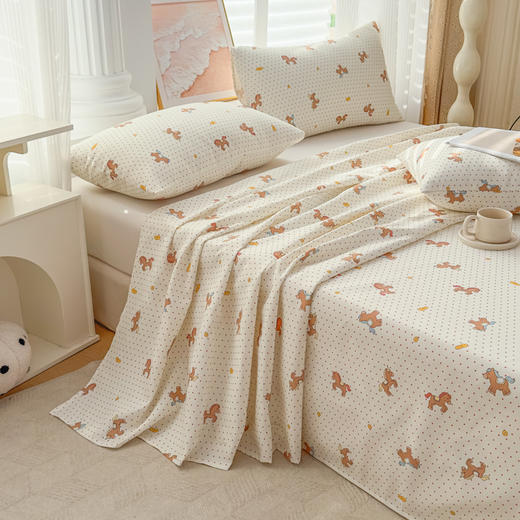 【品牌直发】加倍生活 全新升级原棉老粗布细纱工艺床单凉席三件套-马上发财系列 11色可选yc0318019 商品图2