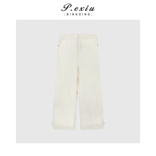 04-1潘依绣丁丁宠粉气质光泽感盘扣国风八分休闲裤Q9584 商品图0