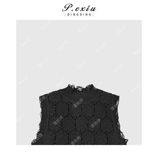 04-2潘依绣丁丁宠粉高级感镂空破洞半高领针织上衣Q59585 商品图2