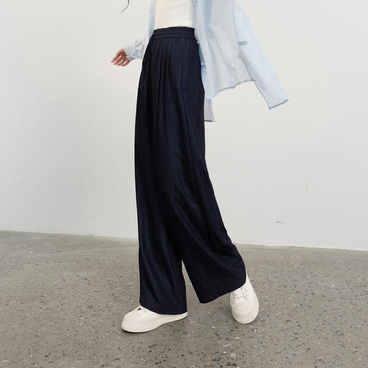 三彩2026春季新款松紧高腰空气感休闲裤长裤宽松阔腿裤显瘦垂感M 商品图2