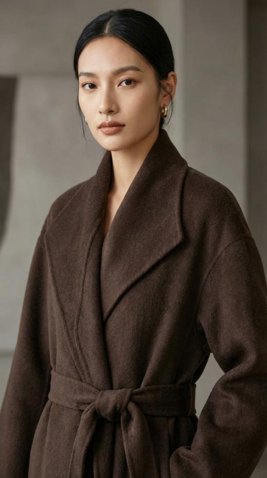 IC同款造型立领珠边双面手工大衣 商品图1