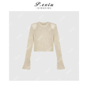 04-1潘依绣丁丁宠粉短款毛织拖袖薄款长袖上衣Q87126