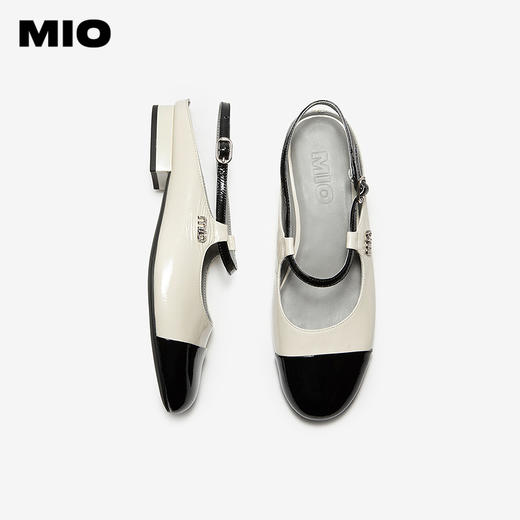 【上新】MIO米奥小香风女鞋2026夏季新款圆头低跟搭扣时装凉鞋拼色小单鞋M262219092 商品图3