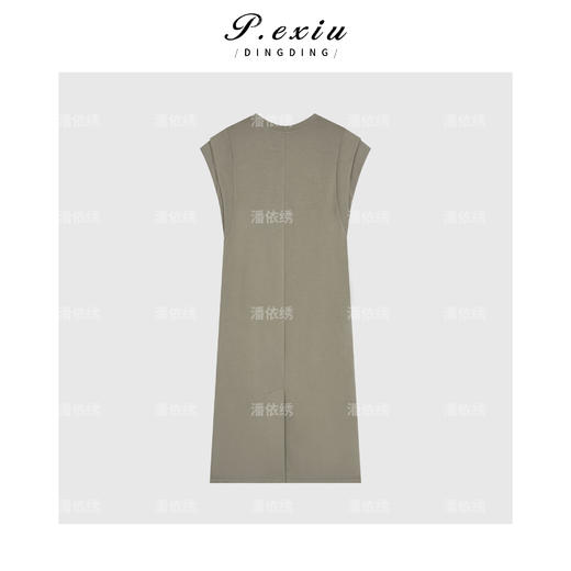 04-3潘依绣丁丁宠粉英伦风压褶袖长款连衣裙Q10991 商品图1