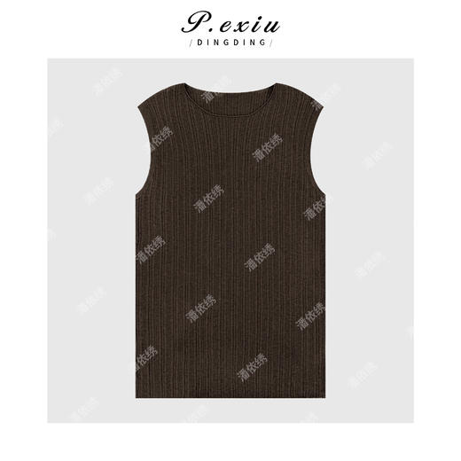 A007潘依绣丁丁宠粉显瘦修身竖条纹软糯亲肤无袖圆领背心Q46958 商品图0