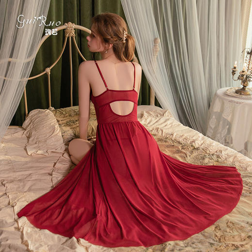 【YW】无忧购情趣内衣性感蝴蝶结点缀纯欲前开叉睡裙外袍套装6751（截单后3-5天发货) 商品图2