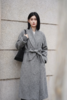 大披肩领超大摆双面手工中腰系带超长款大衣 商品缩略图4