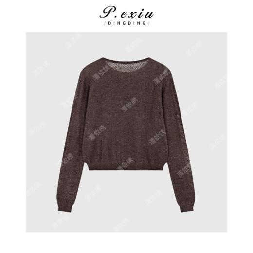 A008潘依绣丁丁宠粉【柔软时光】羊驼毛羊毛松弛随性镂空针织上衣 C071 商品图2