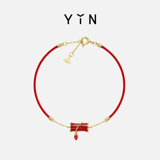 「怡」金爆竹红玉髓18K金手链 商品图0