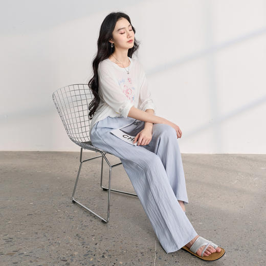 【莱赛尔】三彩2026春季新款休闲裤长裤宽松高腰显瘦直筒裤垂感M 商品图1