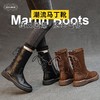 百搭复古秋冬季真皮马丁靴女款棕色粗跟厚底骑士靴子加绒保暖女靴 商品缩略图0