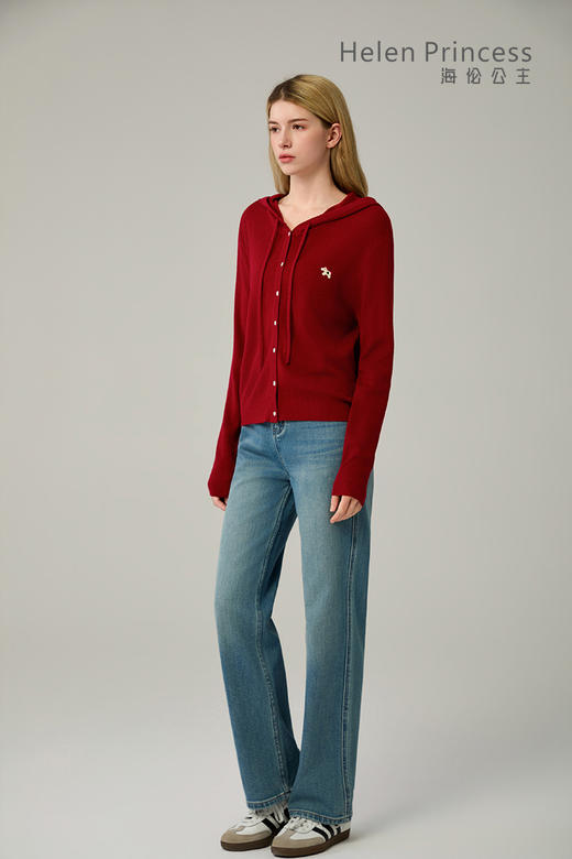 小马刺绣连帽纽扣开衫 商品图7