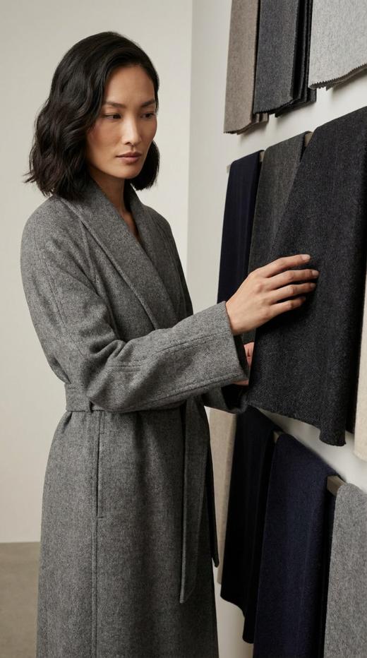 大披肩领超大摆双面手工中腰系带超长款大衣 商品图2