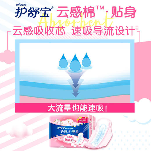 【立体防漏凹槽❗️云感般干爽透气】护舒宝云感棉贴身卫生巾240mm10片透气防漏姨妈巾三八节福利。jd 商品图2