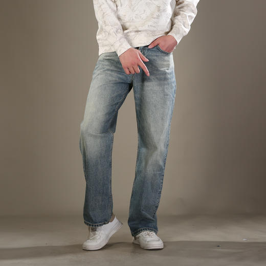 DRONKOO 2026 正常腰五袋款复古洗水中厚牛仔长裤 商品图1