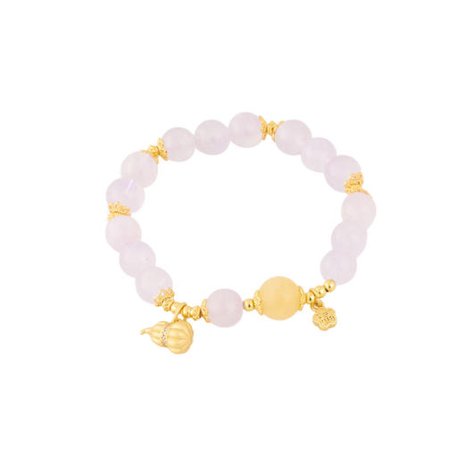 三彩2026新款国风紫水晶米黄玉手串福禄金葫芦吊坠弹力绳讨喜通勤 商品图3