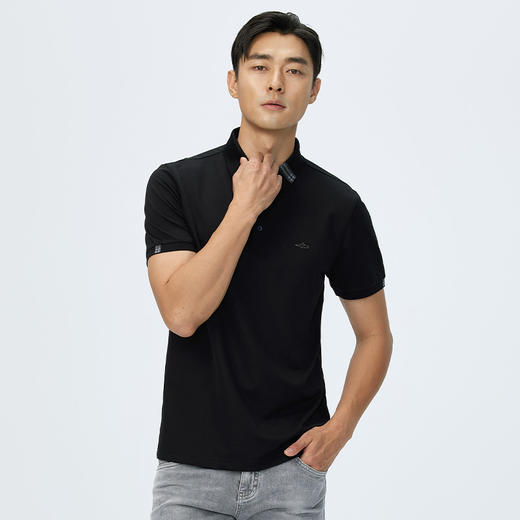德鲨夏新款黑色休闲短袖POLO衫男时尚简约棉质翻领上衣T恤 商品图2