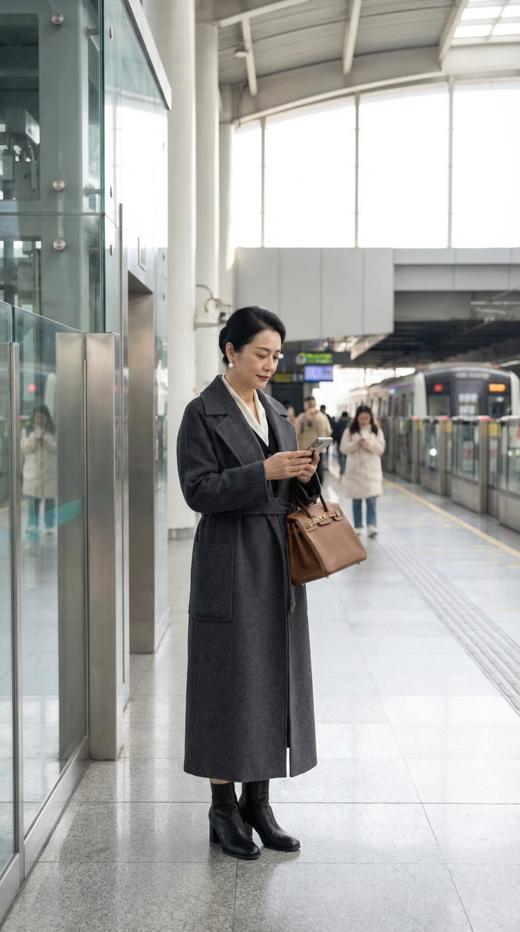 大包珠边大翻领MM经典版长款双面手工大衣 商品图0