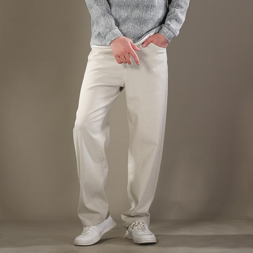 DRONKOO 2026 正常腰右袋破缝夹唛弹力中厚牛仔长裤 商品图1