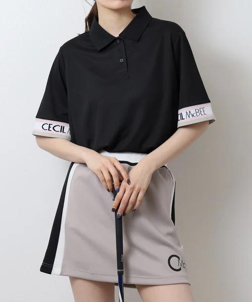 CECIL McBEE 女士高尔夫 袖口提花POLO领短袖 宽松落肩五分袖 商品图4