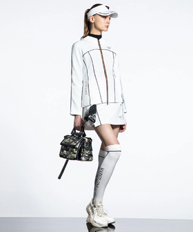 MARK & LONA 高尔夫女士新款 双色闪光滚边绳设计拉链夹克外套 带内衬短裙 运动套装