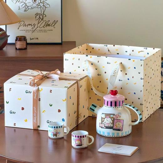 【烘焙小羊系列水具】 萌趣卡通一壶四杯礼袋装陶瓷茶具套装家用早餐杯茶杯 商品图2