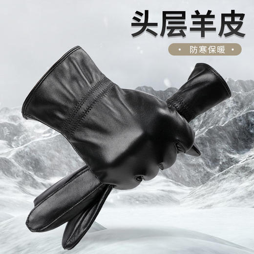 触屏冬季加绒开车防风保暖手套加厚防水骑车皮手套男士女士 商品图1