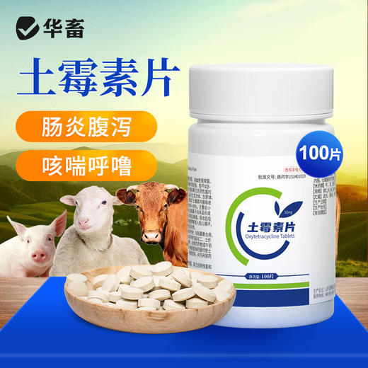 华畜土霉素片兽药兽用猪龟鱼用水族鸡鸭鹅羊宠物猫狗用腹泻拉稀消炎药 商品图0