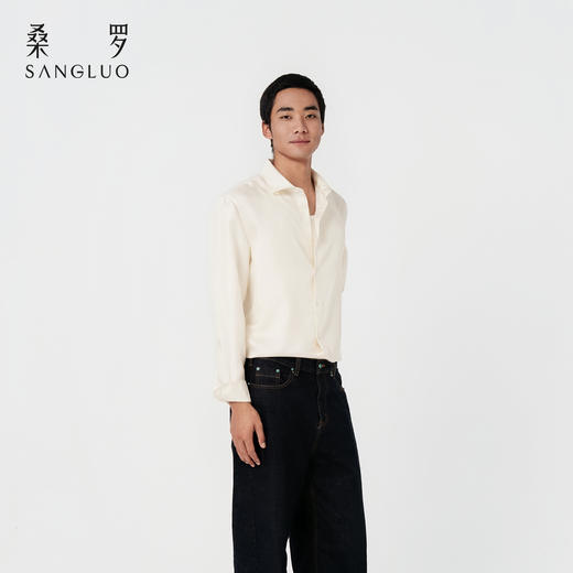 男士送礼』桑罗可机洗衬衫桑蚕丝休闲商务通勤长袖内搭 商品图0