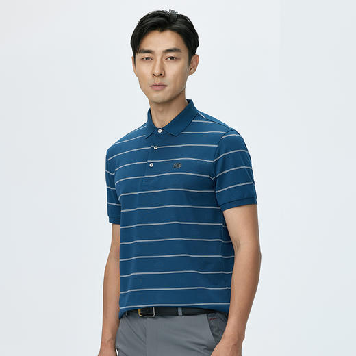 【莱赛尔】德鲨夏新款短袖条纹POLO衫男时尚高级感翻领T恤 商品图2