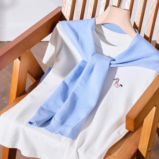 三彩2026新款纯色学院风针织披肩外搭休闲百搭围巾配裙子衬衫潮流 商品图2