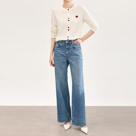 「高货wl」全新升级【铂金会员293/天猫389/差价96】(05559)洛诗琳满天星烫钻磨白牛仔裤2026春季新款宽松阔腿牛仔裤