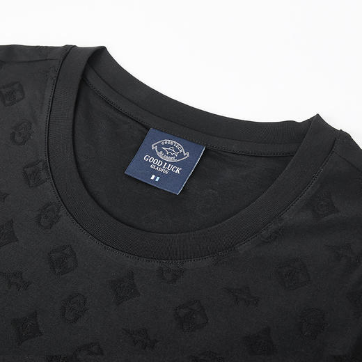 德鲨夏新款提花短袖圆领T恤男时尚立体烫钻休闲上衣打底衫 商品图3