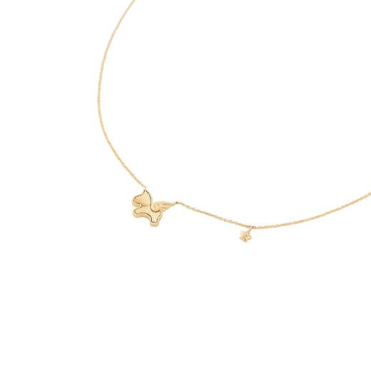 三彩2026新款车花小马吊坠项链法式轻奢甜美立体纹理星星通勤约会 商品图1