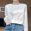 【圆领衬衫女新中式】素雅提花休闲 春秋新款气质奢华缎面打底衬衣  商品缩略图2