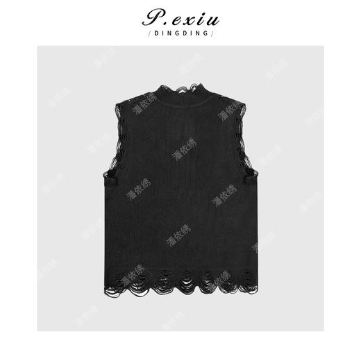 04-2潘依绣丁丁宠粉高级感镂空破洞半高领针织上衣Q59585 商品图1