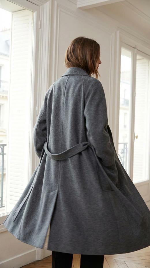 大包珠边大翻领MM经典版长款双面手工大衣 商品图3