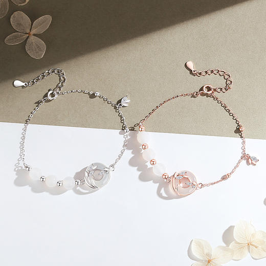 【岁岁平安】纯银平安扣白玉髓麦穗手链【JHY-A000484B】 商品图1