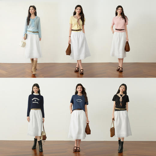 【严选】【云朵裙】诗凡黎纯白花苞伞裙2026春新款纯棉镂空花边A字半身裙7H2240221 商品图1