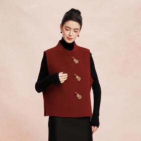 RE409斯尔丽26新款含山羊绒传统手工钉绣新中式双面手工马夹